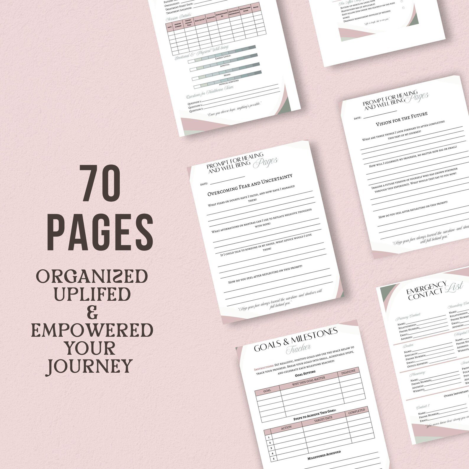 Breast Cancer Journal for Women, Digital Cancer Patient Journal, Cancer Patient Gift - Image 9