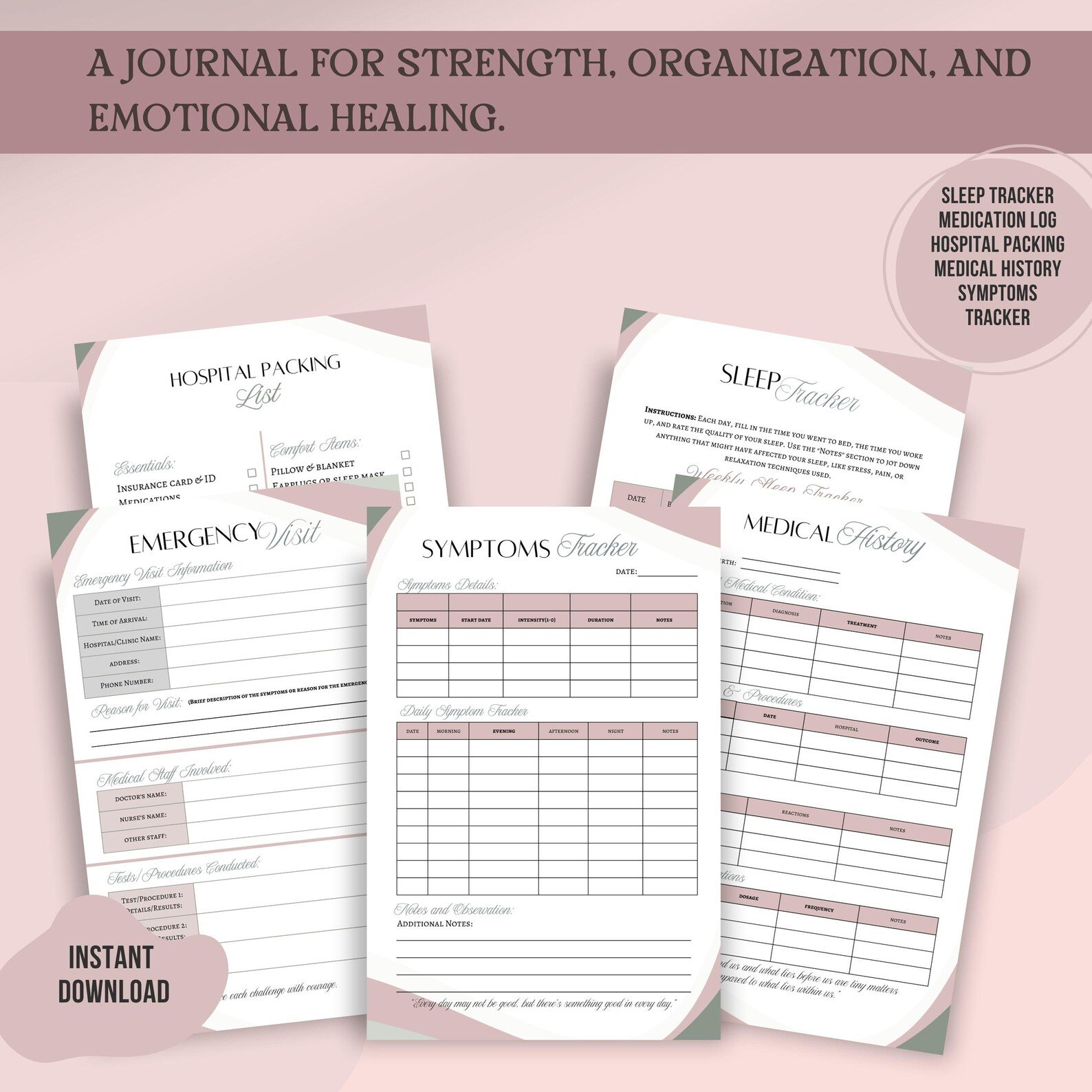 Breast Cancer Journal for Women, Digital Cancer Patient Journal, Cancer Patient Gift - Image 5