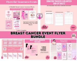 Breast Cancer Event Flyer Bundl | Fundraiser Flyer PDF