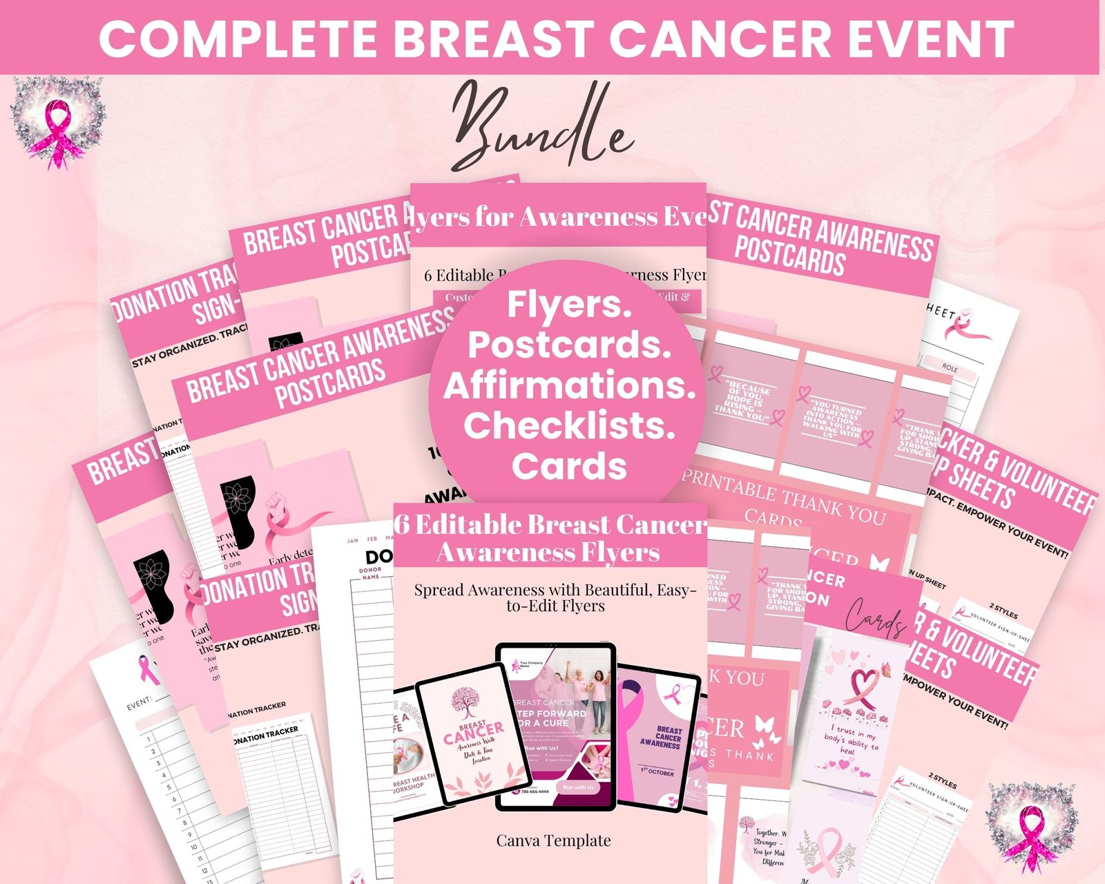 Breast Cancer Event Flyer Bundl | Fundraiser Flyer PDF - Image 3