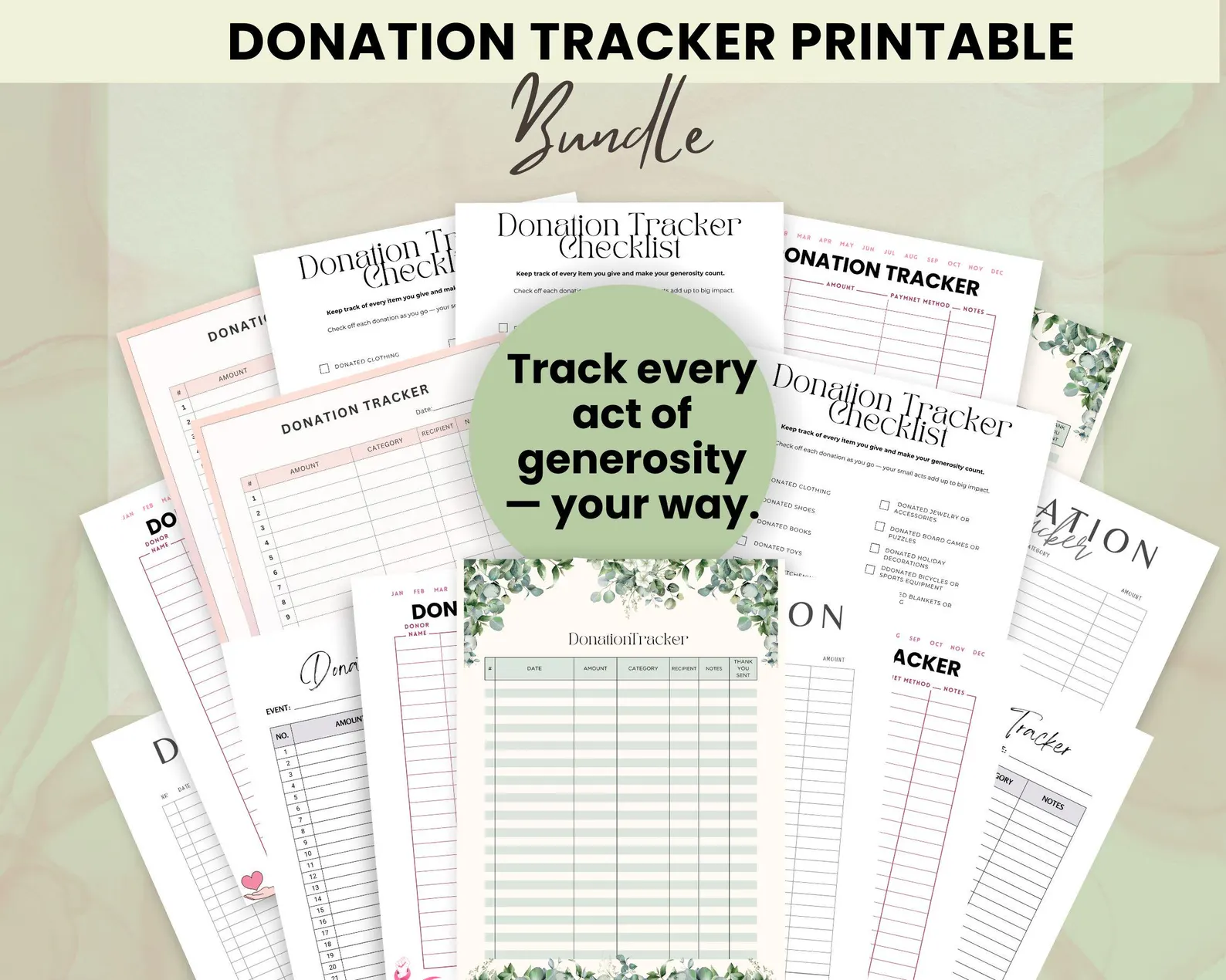 Donation Tracker Printable Bundle | Giving Log
