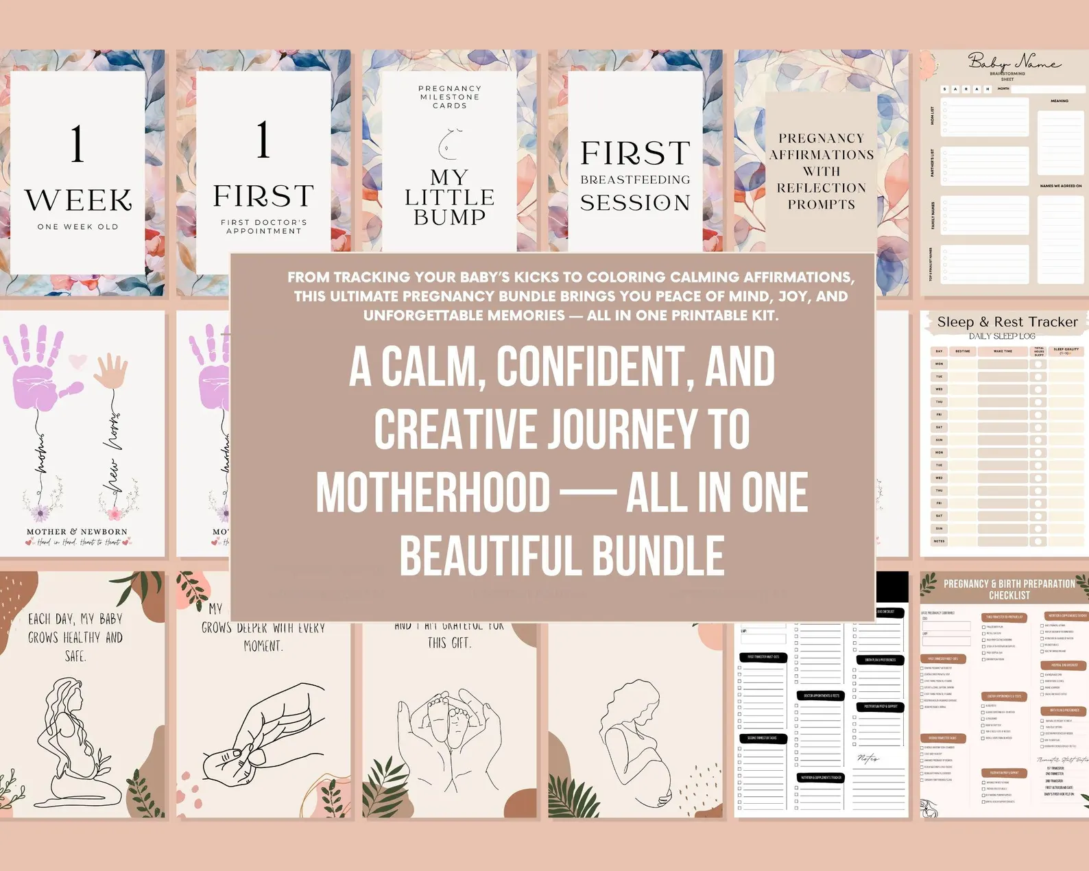 Comprehensive Digital Pregnancy Planner Bundle: Printable Checklists, Trackers, and New Mom Essentials - Image 2