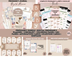 Comprehensive Digital Pregnancy Planner Bundle: Printable Checklists, Trackers, and New Mom Essentials